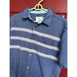 Sol Angeles Blue Mens Short Sleeve Chambray polo golf Shirt L Indigo